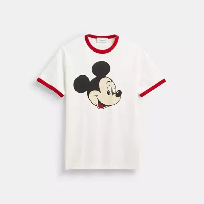 Coach Disney X  Mickey Graphic Ringer T-shirt In Organic Cotton In White