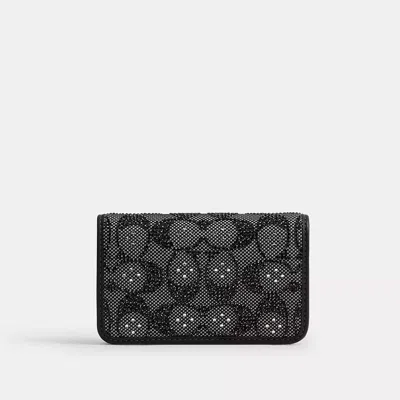 Coach Essential Slim Card Case In Crystal Signature Jacquard In Black