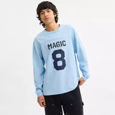 Coach Football Long Sleeve Relaxed T-shirt In Blue