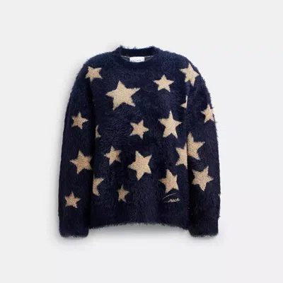 Coach Star Crewneck Sweater In Blue