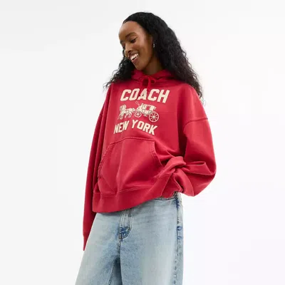 Coach Horse And Carriage Hoodie In Red