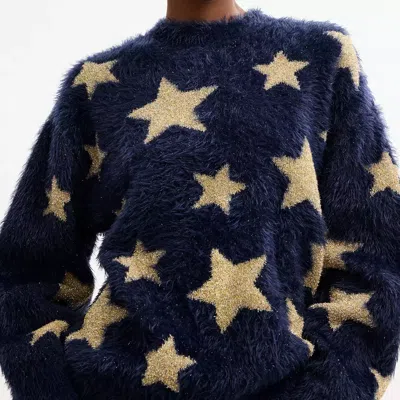 Coach Star Crewneck Sweater In Blue