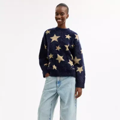 Coach Star Crewneck Sweater In Blue