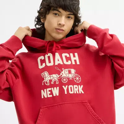 Coach Horse And Carriage Hoodie In Red