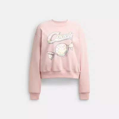 Coach Candy Crewneck Sweater In Pink