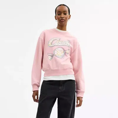 Coach Candy Crewneck Sweater In Pink
