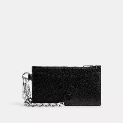 Coach Zip Card Case With Chain In Black