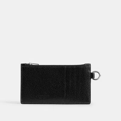 Coach Zip Card Case With Chain In Black