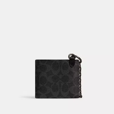 Coach Billfold Wallet With Chain In Signature Canvas In Black