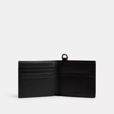 Coach Billfold Wallet With Chain In Signature Canvas In Black