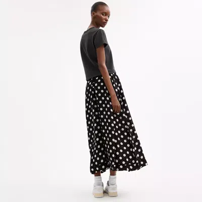 Coach Polka Dot Taffeta Maxi Skirt In Black