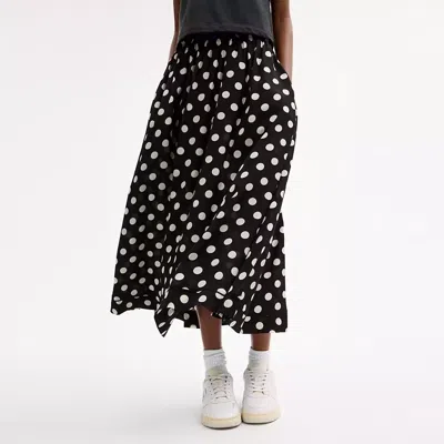 Coach Polka Dot Taffeta Maxi Skirt In Black