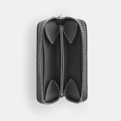 Coach Small Zip Around Card Case In Signature Canvas In Gray