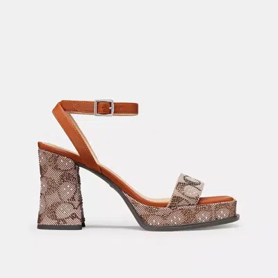 Coach Platform Sandal In Crystal Signature Jacquard In Multi