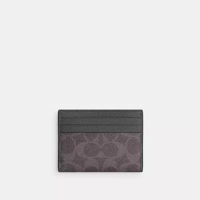 Coach Slim Id Card Case In Signature Canvas In Gray