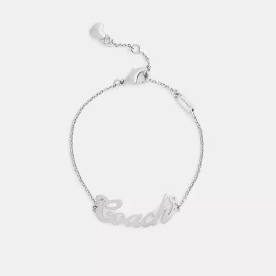 Coach Script Nameplate Bracelet In Silver