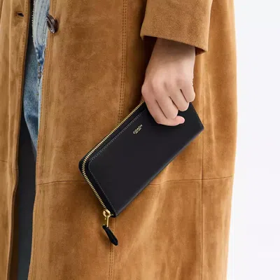 Coach New York Slim Accordion Zip Wallet In Black