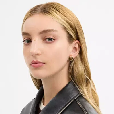 Coach Bold Signature Stud Earrings In Brown