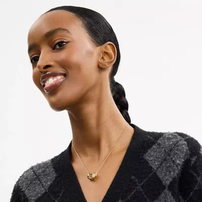 Coach Braided Signature Rondell Pendant Necklace In Gold