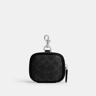 Coach Clip On Pouch In Signature Canvas In Black