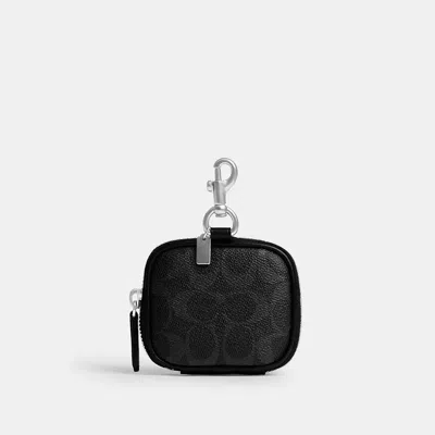 Coach Clip On Pouch In Signature Canvas In Black