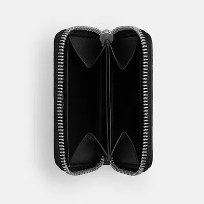 Coach Small Zip Around Card Case In Signature Canvas In Black