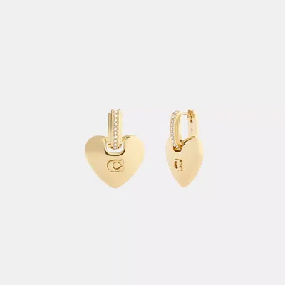 Coach Signature Heart Statement Drop Earrings In Gold