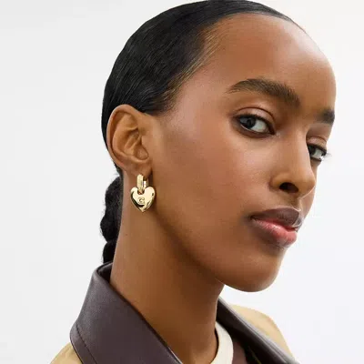 Coach Signature Heart Statement Drop Earrings In Gold