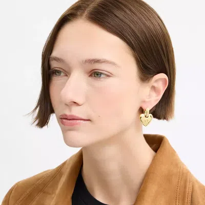 Coach Signature Heart Statement Drop Earrings In Gold