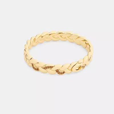Coach Braided Signature Hinged Bangle In Gold
