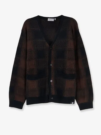 Carhartt Wip Embroidered Acrylic Blend Everson Cardigan In Brown