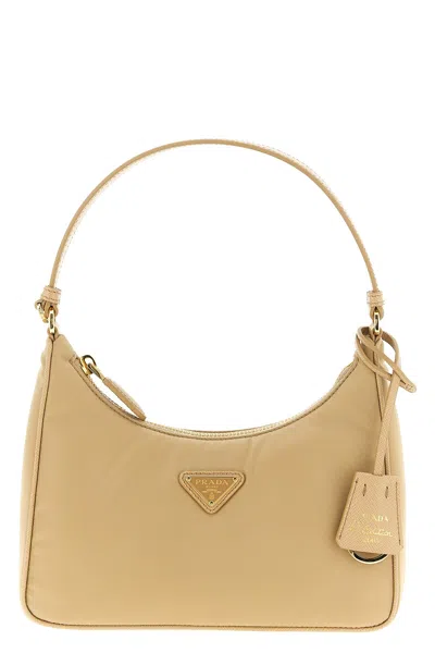Prada ' Re-edition 2005' Shoulder Bag In Sand