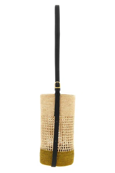 Khaite Small Billie Woven-raffia Bucket Bag In Brown