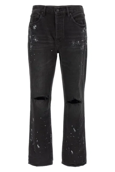 Purple 'p011 Knee Slit Paint' Jeans In Black