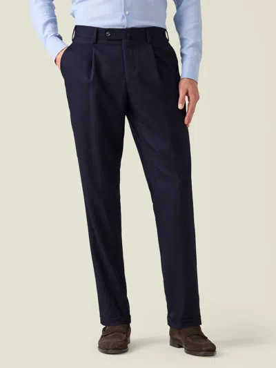 Luca Faloni Wool Classic Pleated Trousers In Blue