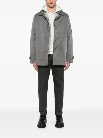 C.p. Company C.p.company Coat With Button Closure In Gray