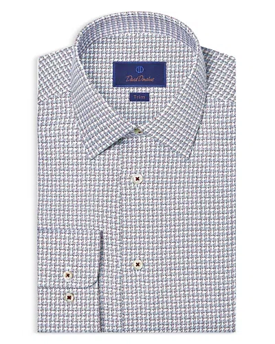 David Donahue Trim Fit Twill Check Dress Shirt In Multi