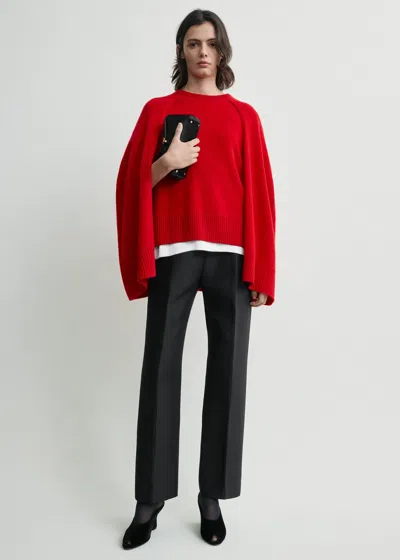 Totême Cashmere Crew Neck Knit Jumper Long Sleeves In Red