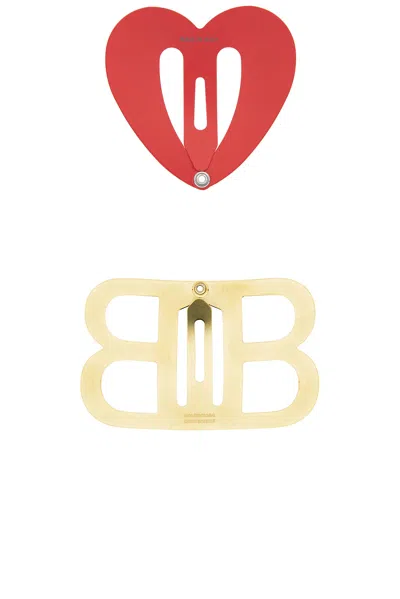 Balenciaga Bazaar Love Bb Clip Set Of 2 In Gold