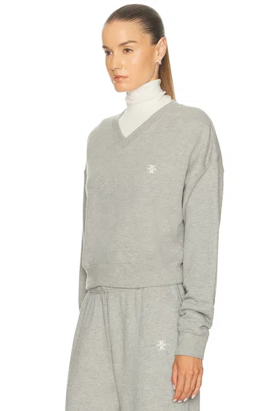 Éterne Cropped V-neck Sweatshirt In Gray