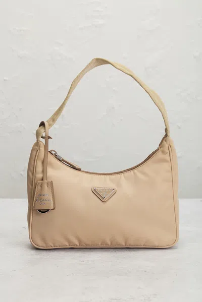 Pre-owned Prada Re-edition 2000 Re-nylon Shoulder Bag In Sand