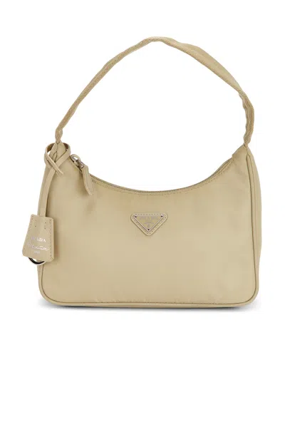 Pre-owned Prada Mini Re-edition 2000 Re-nylon Shoulder Bag In Sand