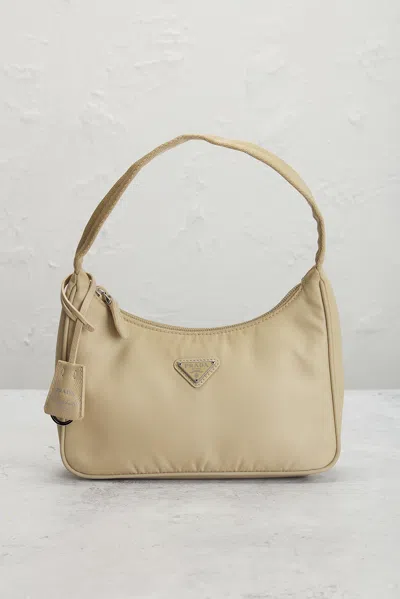 Pre-owned Prada Mini Re-edition 2000 Re-nylon Shoulder Bag In Sand