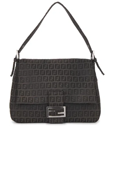 Pre-owned Fendi Zucchino Mama Baguette Shoulder Bag In Gray