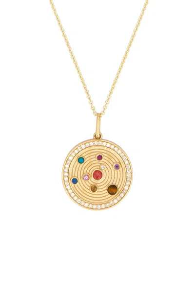 Sydney Evan The Universe Coin Charm On Medium Tiffany Necklace In Gold