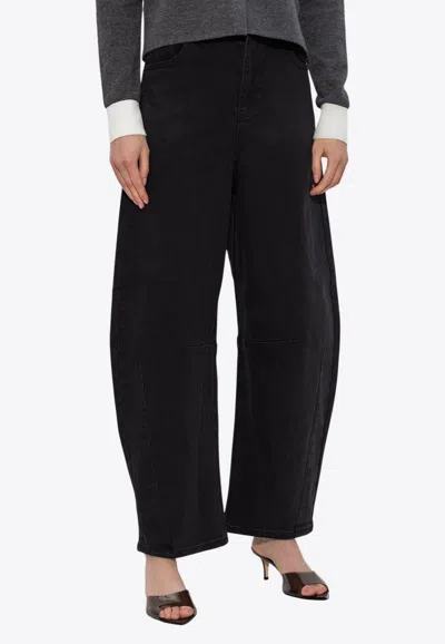 Self-portrait Barrel-leg Jeans In Black