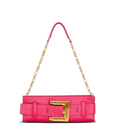 Balmain Anthem Calfskin Leather Clutch In Pink