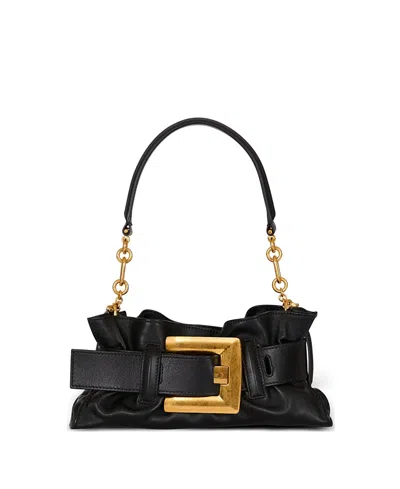 Balmain Mini Anthem Bag In Embossed Crocodile-print Calfskin In Black