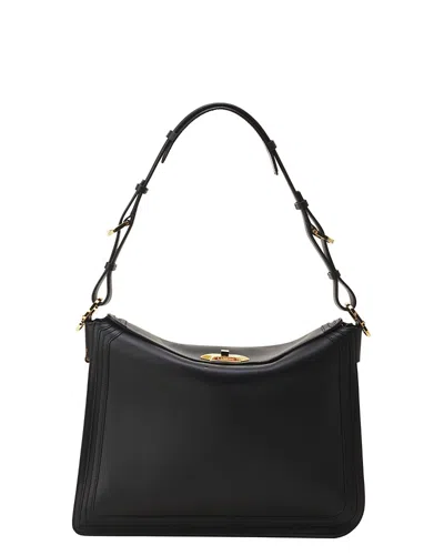 Lanvin Compagnon Small Asymmetrical Bag With A Python Finish In Black