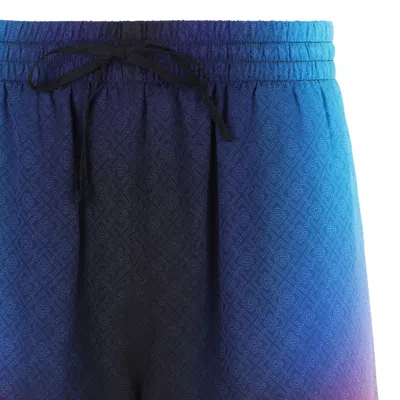 Casablanca Silk Shorts With Polyester Lining In Blue